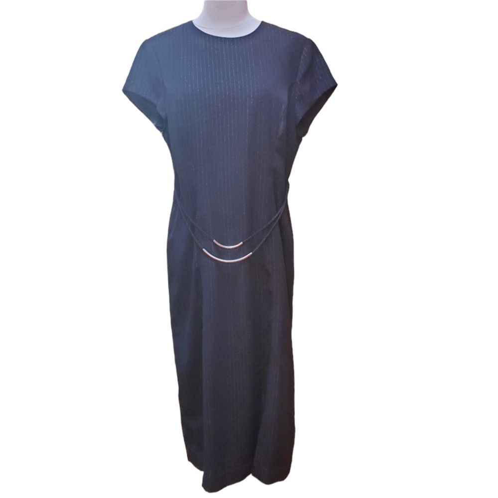 Vintage Unlabeled Black & Metallic Striped Career